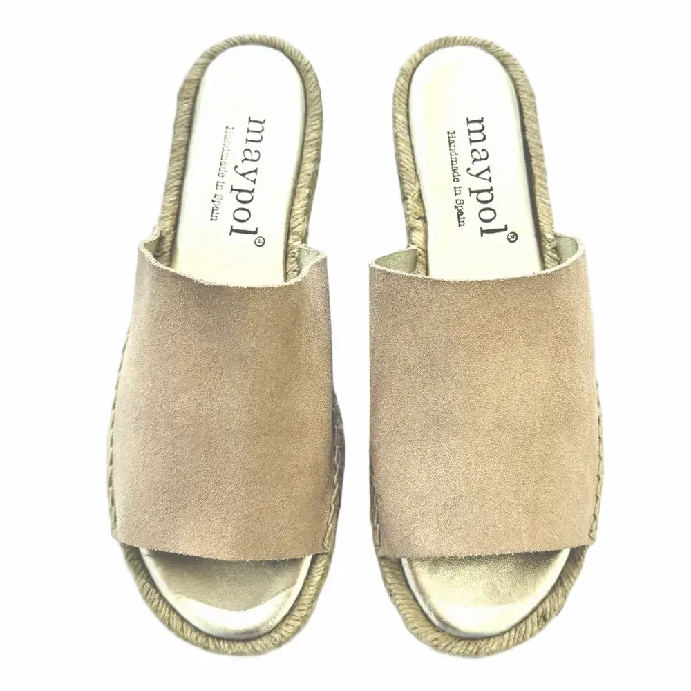 Maypol Anthropologie Beige Size 40 US 9.5 Suede Espadrille Flat Sandals Slides
